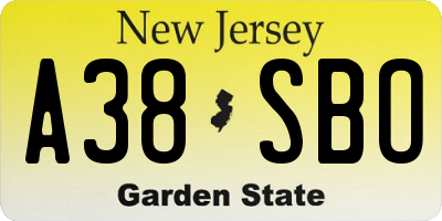 NJ license plate A38SBO