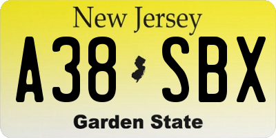 NJ license plate A38SBX