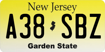 NJ license plate A38SBZ