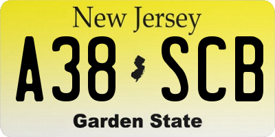 NJ license plate A38SCB
