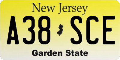 NJ license plate A38SCE