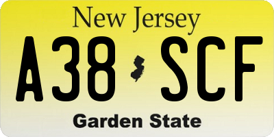 NJ license plate A38SCF