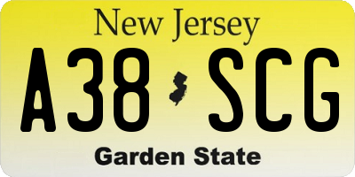 NJ license plate A38SCG