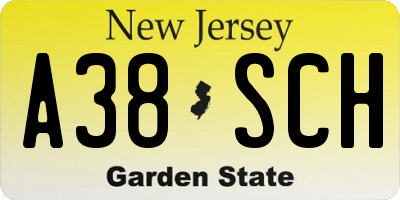NJ license plate A38SCH