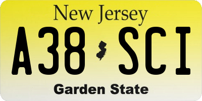 NJ license plate A38SCI
