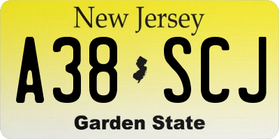 NJ license plate A38SCJ