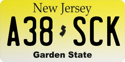 NJ license plate A38SCK
