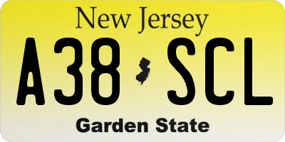 NJ license plate A38SCL