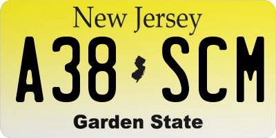 NJ license plate A38SCM