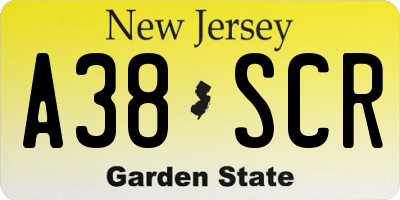 NJ license plate A38SCR