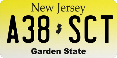 NJ license plate A38SCT