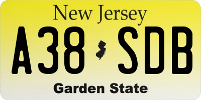 NJ license plate A38SDB