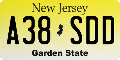 NJ license plate A38SDD