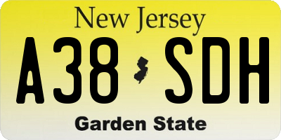NJ license plate A38SDH