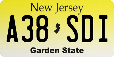 NJ license plate A38SDI