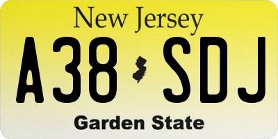 NJ license plate A38SDJ