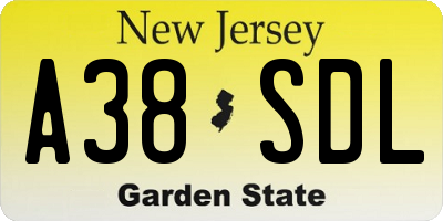 NJ license plate A38SDL
