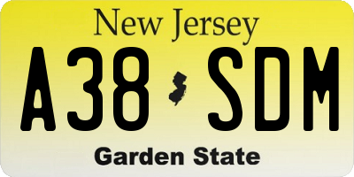 NJ license plate A38SDM