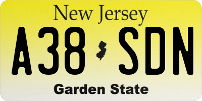 NJ license plate A38SDN