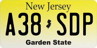 NJ license plate A38SDP