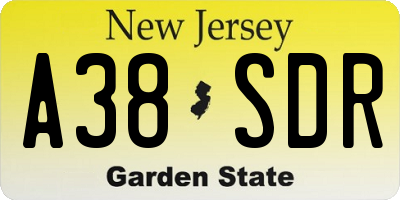 NJ license plate A38SDR