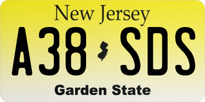 NJ license plate A38SDS