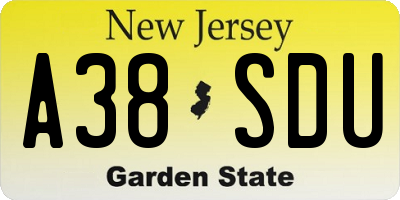 NJ license plate A38SDU