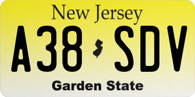 NJ license plate A38SDV