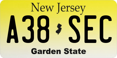 NJ license plate A38SEC
