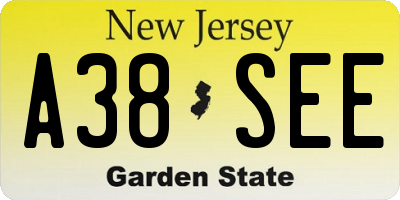 NJ license plate A38SEE
