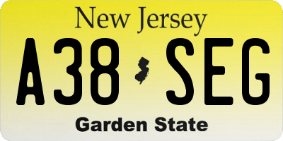 NJ license plate A38SEG