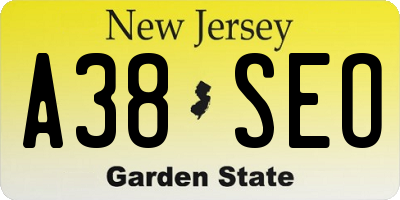 NJ license plate A38SEO