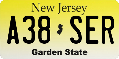 NJ license plate A38SER