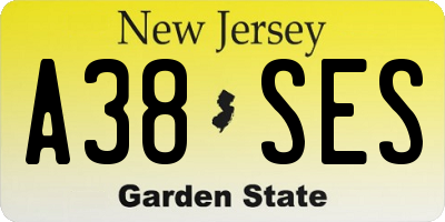 NJ license plate A38SES