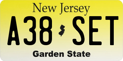 NJ license plate A38SET