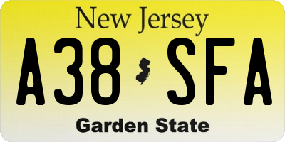 NJ license plate A38SFA