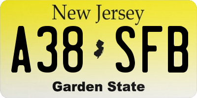 NJ license plate A38SFB