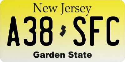 NJ license plate A38SFC