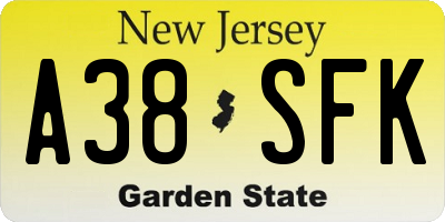 NJ license plate A38SFK