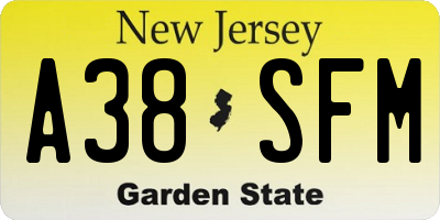 NJ license plate A38SFM