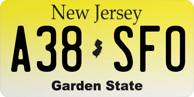 NJ license plate A38SFO
