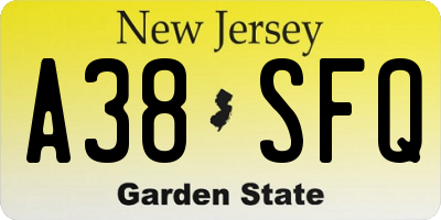 NJ license plate A38SFQ