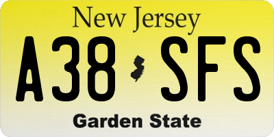 NJ license plate A38SFS