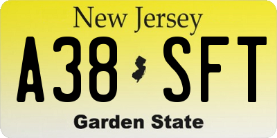 NJ license plate A38SFT