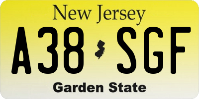 NJ license plate A38SGF