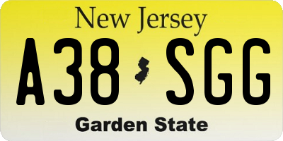 NJ license plate A38SGG