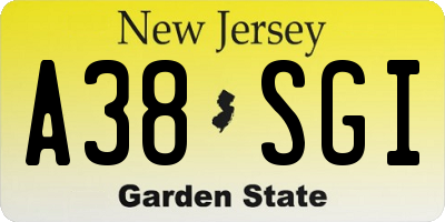 NJ license plate A38SGI