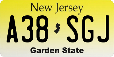 NJ license plate A38SGJ