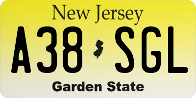NJ license plate A38SGL