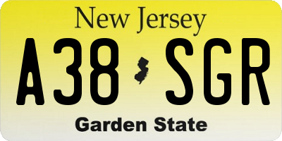 NJ license plate A38SGR